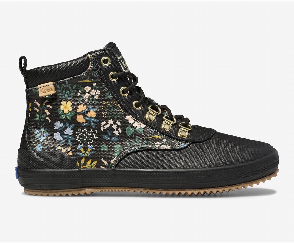 Women's Keds x Rifle Paper Co Water-Resistant Wildflower Scout Boot Black 4856930UA - South Africa